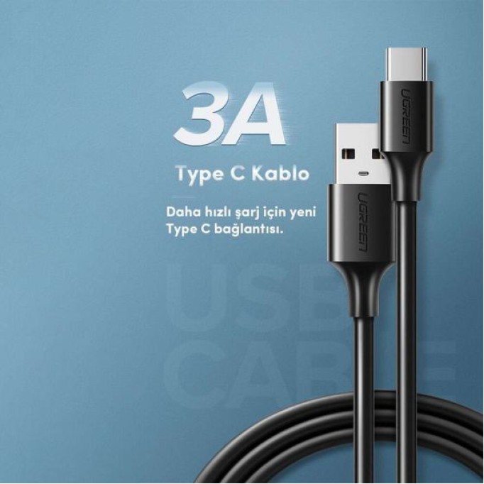 Ugreen USB Type-C Şarj ve Data Kablosu Beyaz 1 Metre