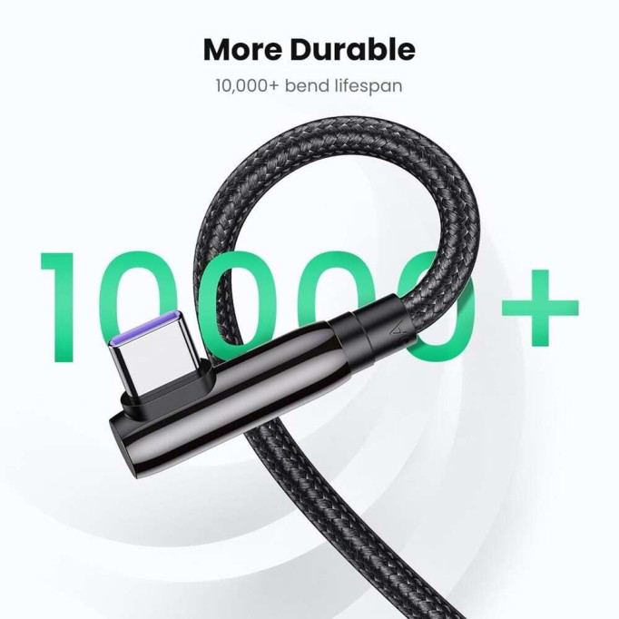 Ugreen Premium 90 Derece Açılı Type-C 5A Örgülü Data ve Şarj Kablosu