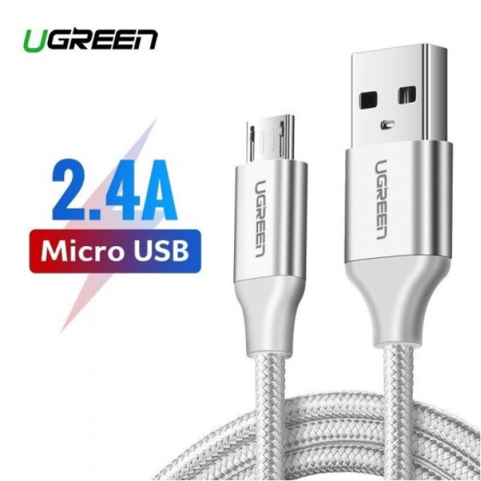 Ugreen Premium Micro USB Şarj ve Data Kablosu Silver 25 CM