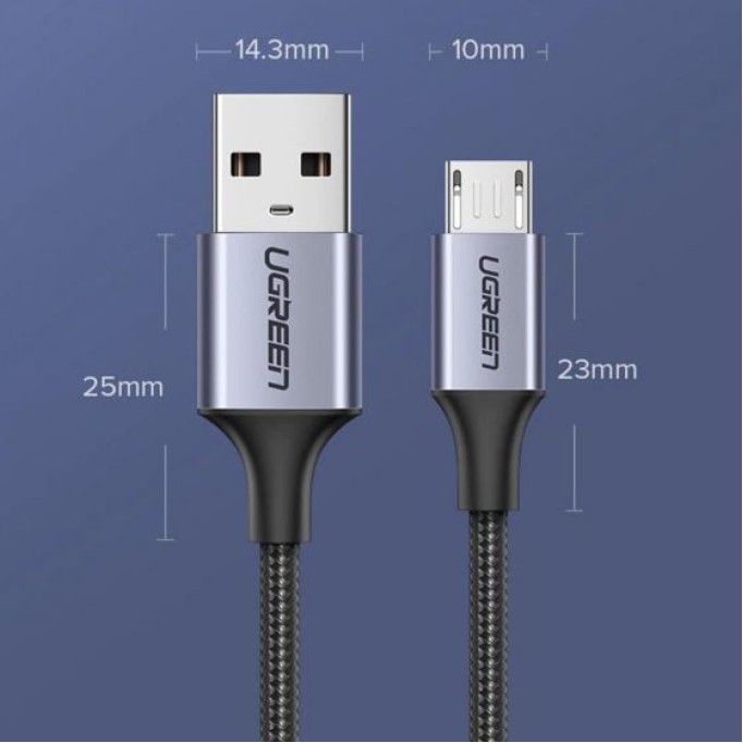 Ugreen Premium Micro USB Şarj ve Data Kablosu Siyah 2 Metre