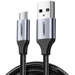 25 CM Ugreen Premium Micro USB Şarj ve Data Kablosu Siyah 25 CM