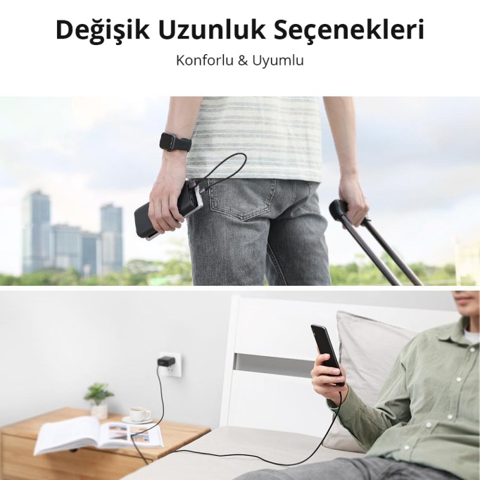 Ugreen Premium Micro USB Şarj ve Data Kablosu Siyah 50 cm