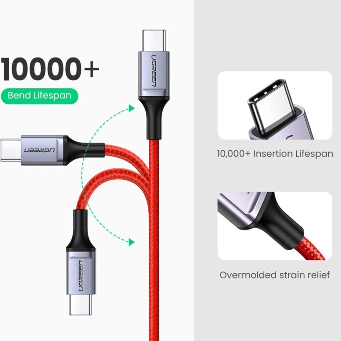 Ugreen Premium Type-C 60W 3A PD Hızlı Şarj ve Data Kablosu