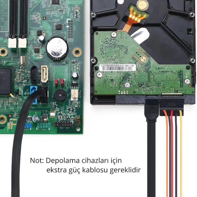 Ugreen SATA 3 Disk Kablosu 90 Derece Kilit Mekanizmalı