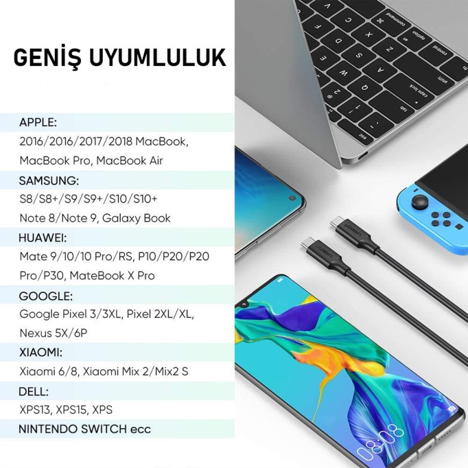 Ugreen Type-C 3.1 Gen 2 10GBPS 100W 5A Şarj ve Data Kablosu