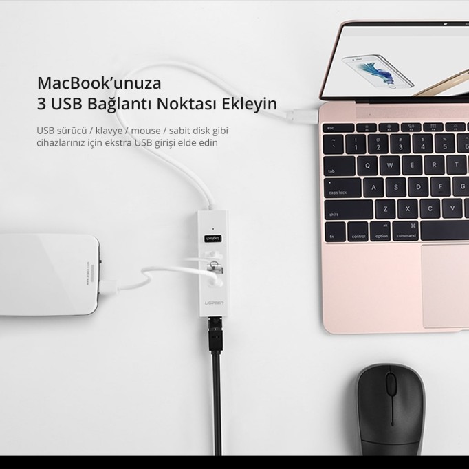 Ugreen Type-C Ethernet Dönüştürücü ve USB Çoklayıcı