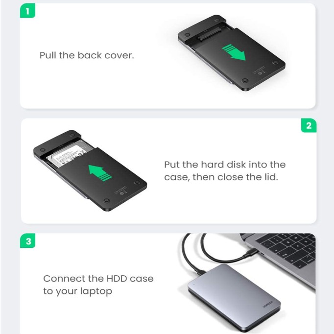 Ugreen Type-C Gen2 2.5 Inch HDD SDD Alüminyum Harici Disk Kutusu