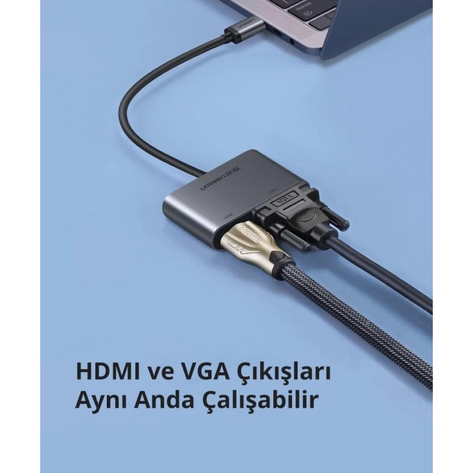 Ugreen Type-C HDMI VGA Dönüştürücü Adaptör