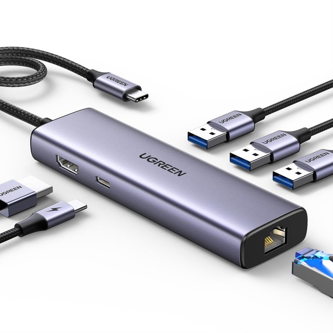 Ugreen Type-C to 3*USB 3.0 4K/30HZ HDMI RJ45 Gigabit Ethernet 100W PD Güç Girişi Çoklayıcı Hub Adaptör