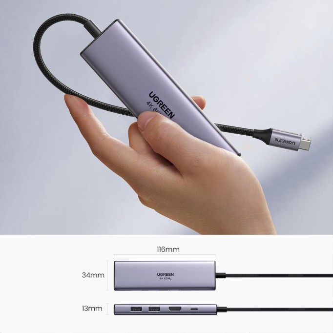 Ugreen Type-C to 4K 60Hz HDMI 3*USB 3.0 SD TF Kart Okuyucu Hub Çevirici Adaptör