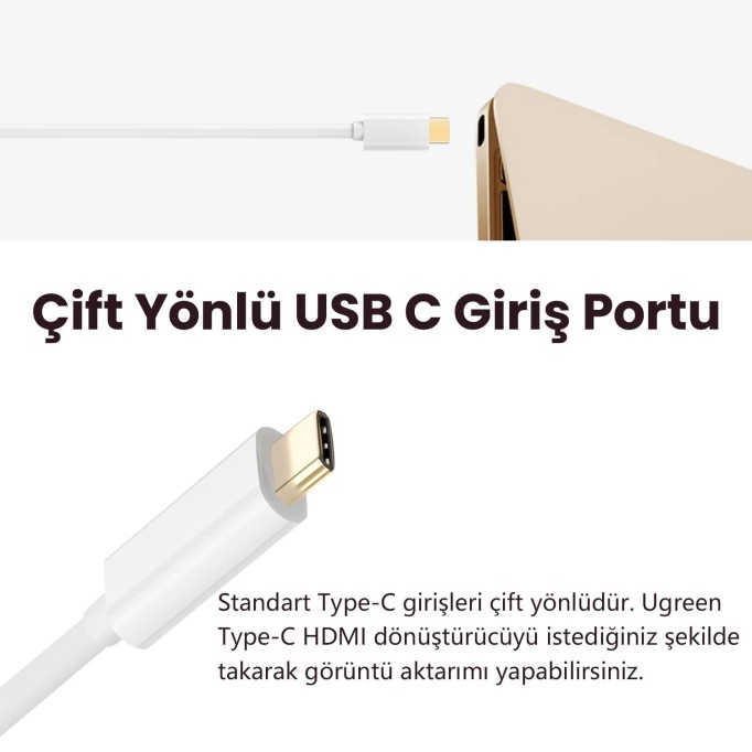 Ugreen Type-C to HDMI Dişi 4K Çevirici Adaptör Beyaz