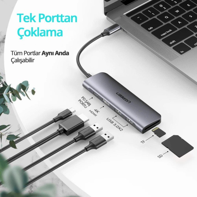 Ugreen Type-C to HDMI USB 3.0 TF SD PD Dönüştürücü