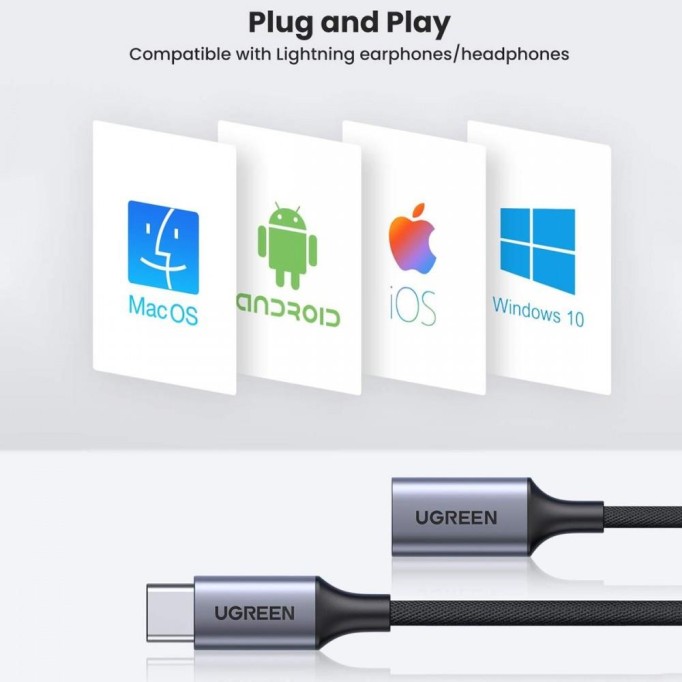 Ugreen Type-C to Lightning Kulaklık Dönüştürücü Adaptör Ugreen Type-C to Lightning Kulaklık Dönüştürücü Adaptör