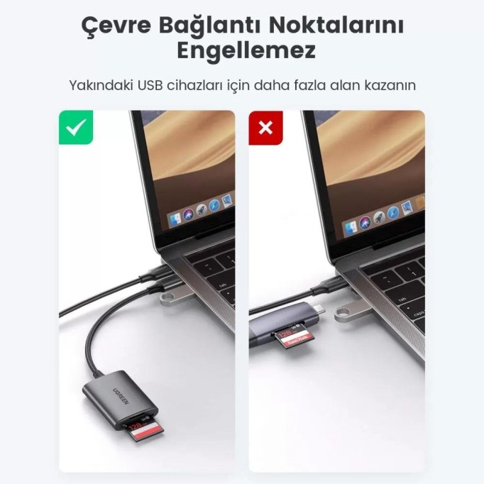 Ugreen Type-C to SD ve Micro SD Kart Okuyucu Adaptör