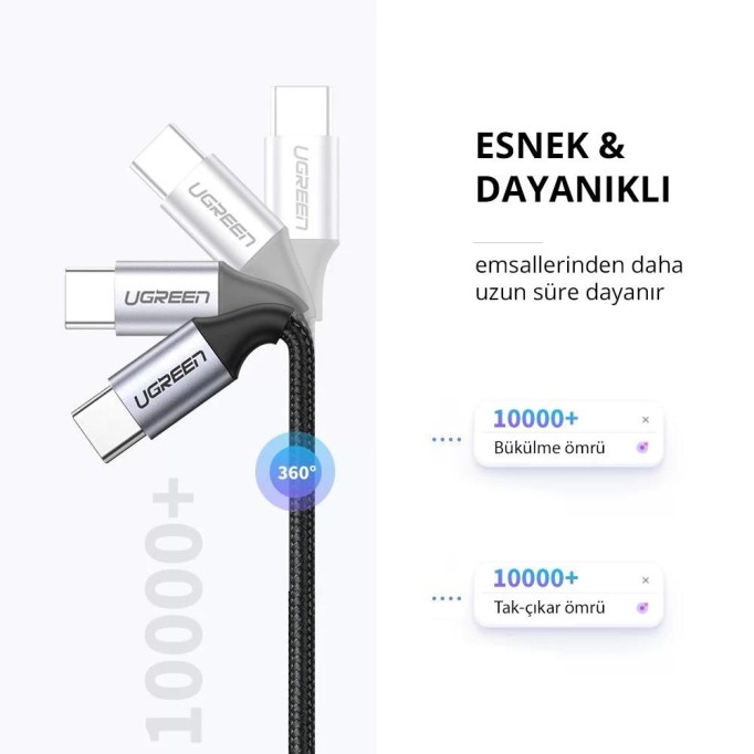 Ugreen Type-C to Type-C 3A Hızlı Data ve Şarj Kablosu