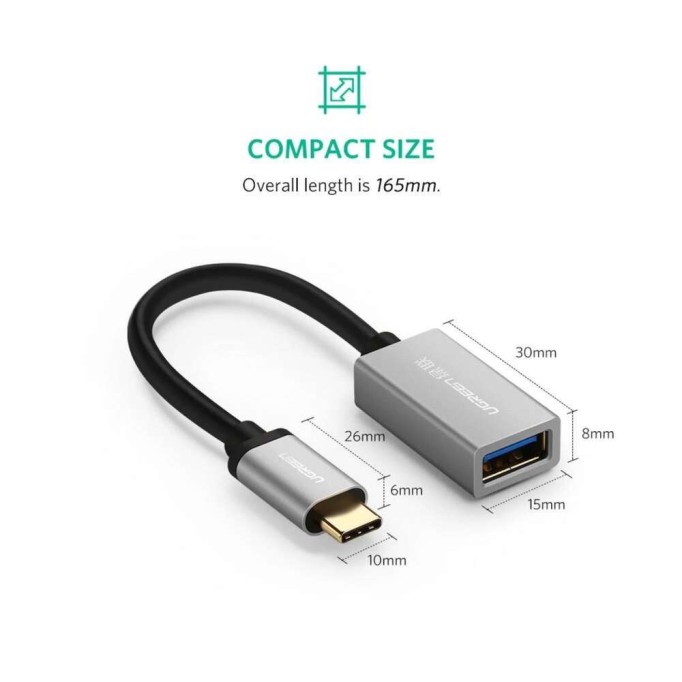 Ugreen Type-C to USB 3.0 OTG Dönüştürücü Kablo Gümüş