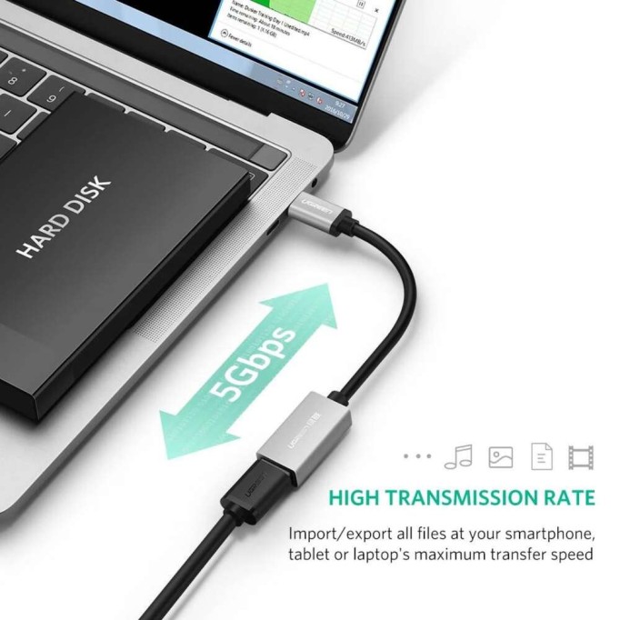 Ugreen Type-C to USB 3.0 OTG Dönüştürücü Kablo Siyah