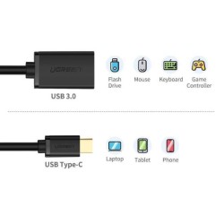 Ugreen Type-C USB 3.0 Dönüştürücü Kablo Siyah