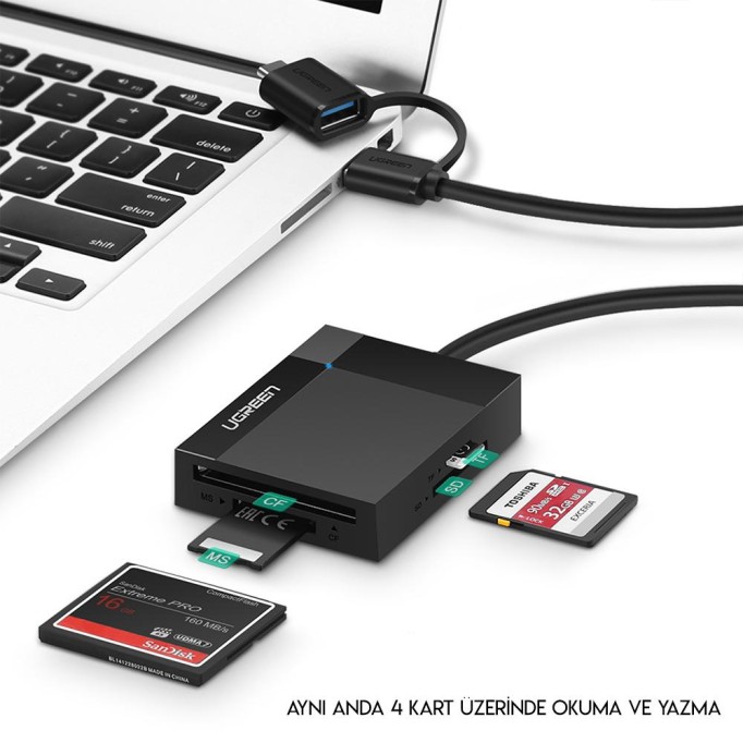 UGREEN Type-C USB 3.1 SD, TF, CF, MS Kart Okuyucu