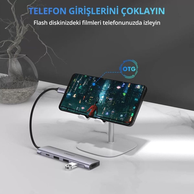 Ugreen Type-C USB Çoklayıcı ve HDMI Dönüştürücü Adaptör