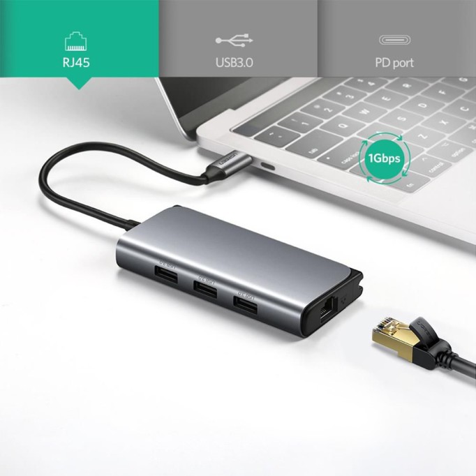 Ugreen Type-C USB Çoklayıcı ve RJ45 Ethernet Dönüştürücü