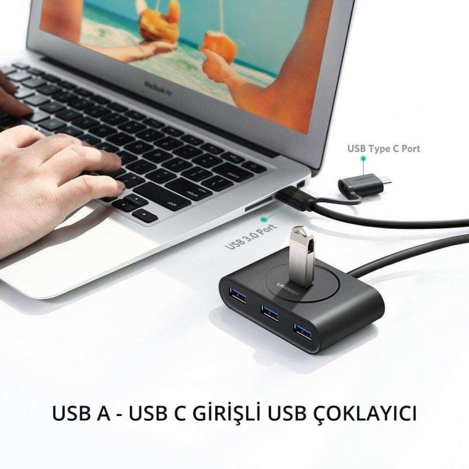 Ugreen Type-C ve USB 3.0 4 Portlu Hub Çoklayıcı
