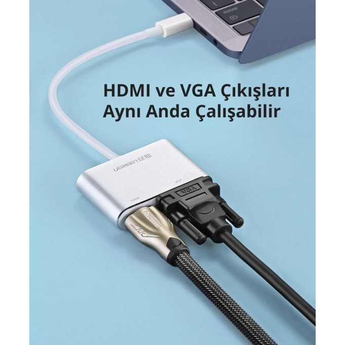 Ugreen Type-C VGA HDMI Dönüştürücü Adaptör