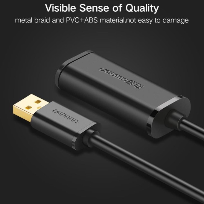 Ugreen USB 2.0 Sinyal Güçlendiricili Uzatma Kablosu 10 Metre