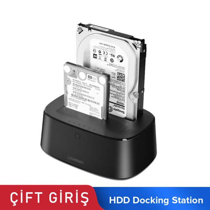 Ugreen USB 3.0 2.5 ve 3.5 inch SATA HDD Dual Dock Station
