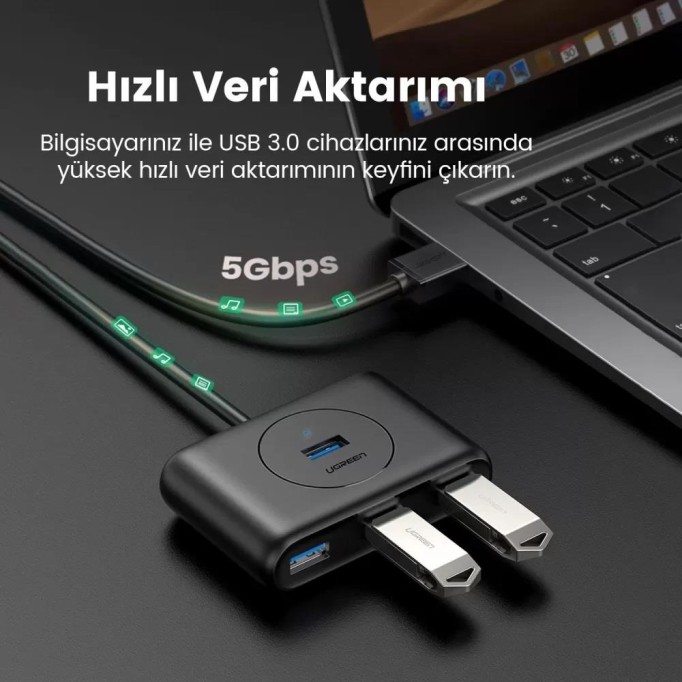 Ugreen USB 3.0 4 Portlu Hub Çoklayıcı 1 Metre