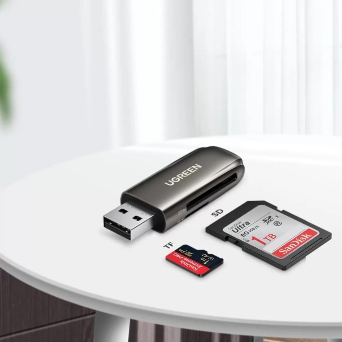 Ugreen USB 3.0 Micro SD ve SD Eş Zamanlı 2 Kart Okuma Yazma Yapabilen Kart Okuyucu