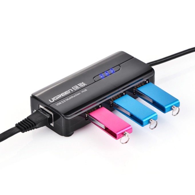 Ugreen USB 3.0 Gigabit Ethernet Dönüştürücü ve 3 Port USB Hub Çoklayıcı