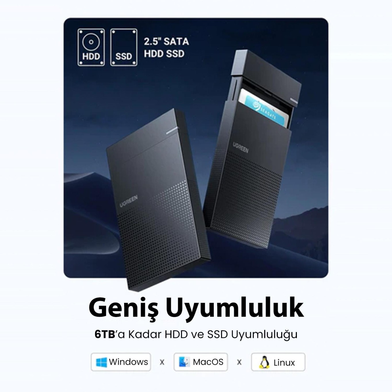 Ugreen USB 3.0 Micro B 2.5" inch SATA SSD Hard Disk Kutusu