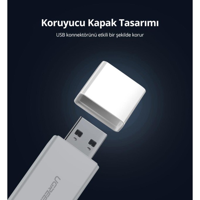 Ugreen USB 3.0 Micro SD ve SD Kart Okuyucu Beyaz