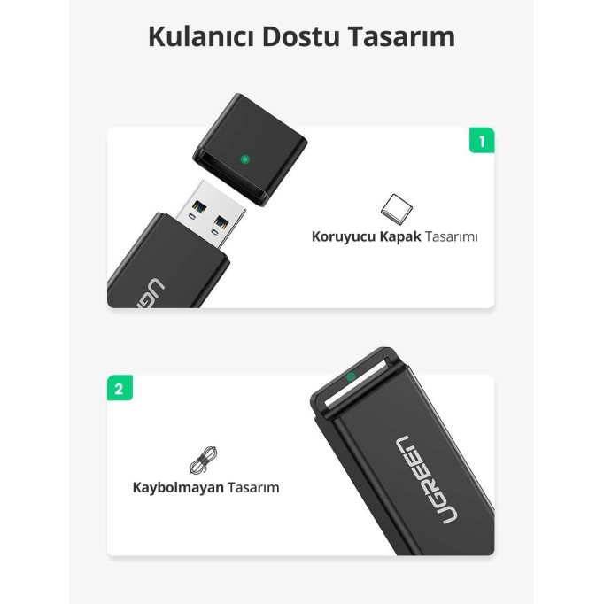 Ugreen USB 3.0 Micro SD ve SD Kart Okuyucu Siyah