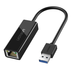 Siyah Ugreen USB 3.0 PC Mac Konsol Tv Box Ethernet Adaptörü Siyah