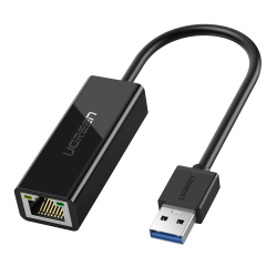 Siyah Ugreen USB 3.0 PC Mac Konsol Tv Box Ethernet Adaptörü Siyah