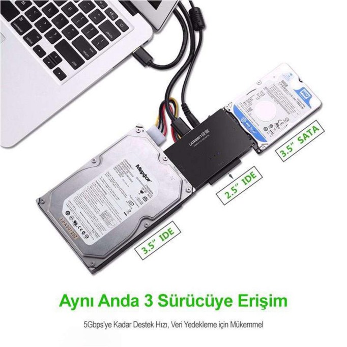 UGREEN USB 3.0 SATA IDE SSD Hard Disk Okuyucu Dönüştürücü
