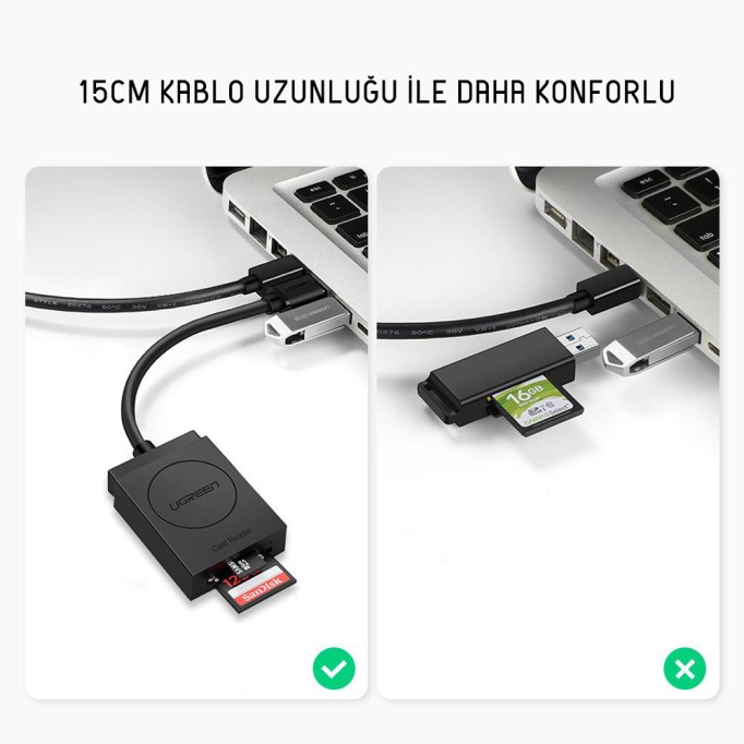 Ugreen USB 3.0 SD - Micro SD Kart Okuyucu