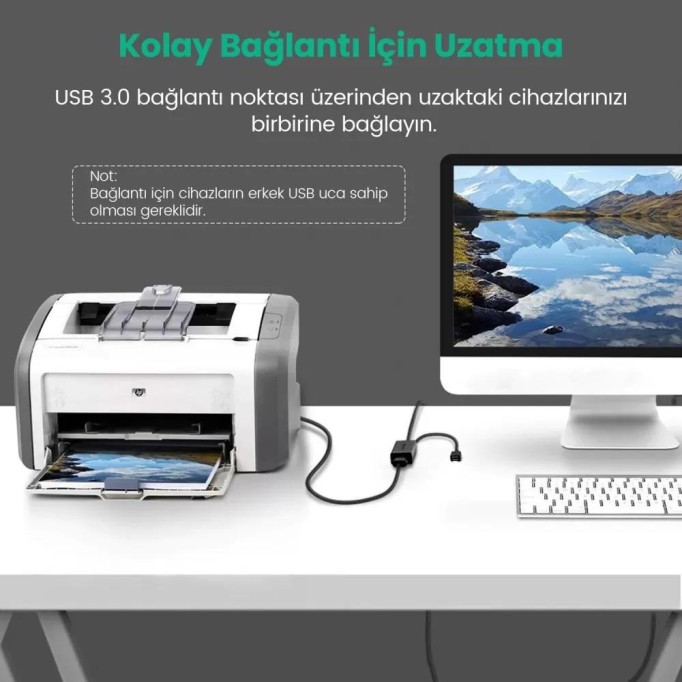 Ugreen USB 3.0 Sinyal Arttırıcılı Uzatma Kablosu 5 Metre