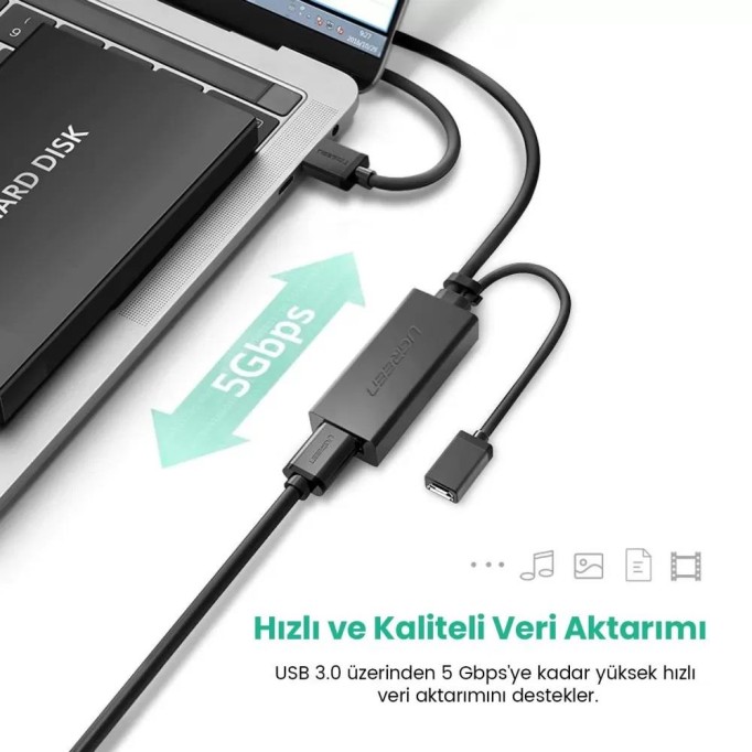 Ugreen USB 3.0 Sinyal Arttırıcılı Uzatma Kablosu 5 Metre