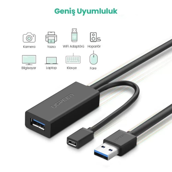 Ugreen USB 3.0 Sinyal Arttırıcılı Uzatma Kablosu 5 Metre
