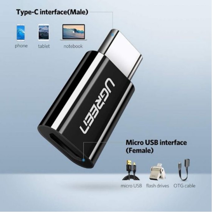 Ugreen USB 3.1 Type-C to Micro USB Dönüştürücü Adaptör Beyaz