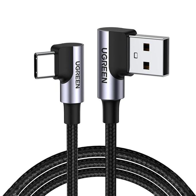 Ugreen USB-A to Type-C 90 Derece 3A Hızlı Şarj ve Data Kablosu 3 Metre