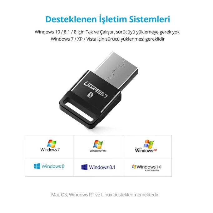 Ugreen USB Bluetooth 4.0 Adaptör Siyah