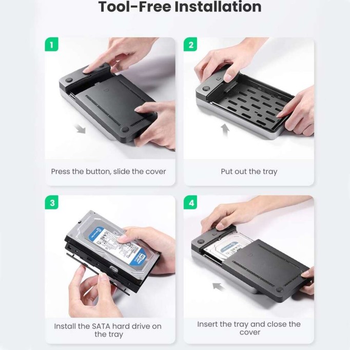Ugreen USB-C Alüminyum 3.5” / 2.5” UASP Destekli SATA SSD HDD Taşınabilir Disk Kutusu
