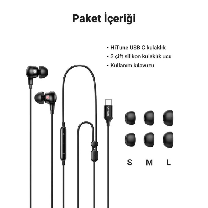 Ugreen USB-C Mikrofonlu Kulak içi Kablolu Kulaklık
