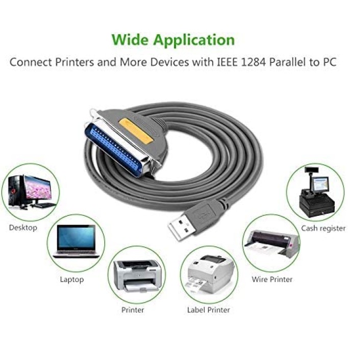 Ugreen USB IEEE1284 Paralel Yazıcı Kablosu 2 Metre