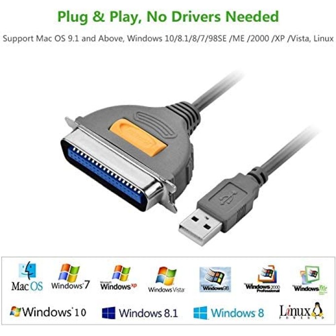 Ugreen USB IEEE1284 Paralel Yazıcı Kablosu 2 Metre