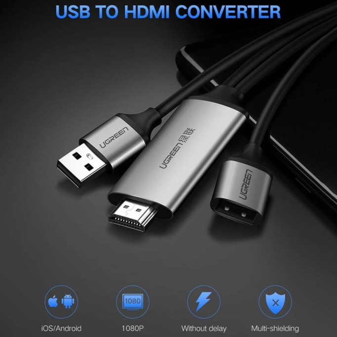 Ugreen USB to HDMI Digital AV Dönüştürücü Adaptör Kablo 1.5 Metre